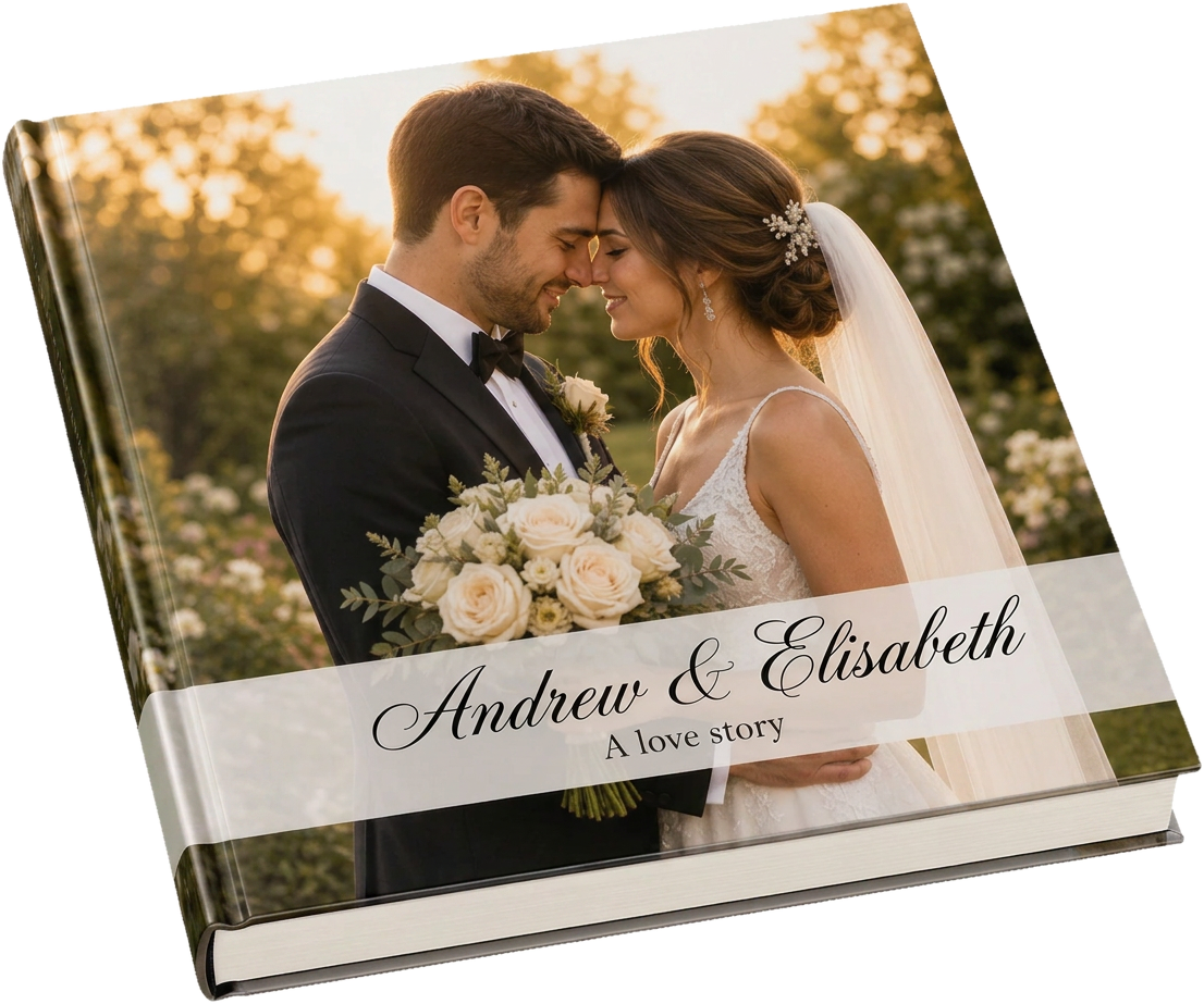 Closed Andrew & Elisabeth square wedding photo album